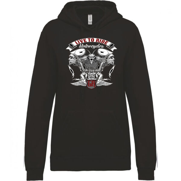 SUDADERA MUJER SKULL MOTOS LIVE TO RIDE MOTORCYCLES  Thumbnail